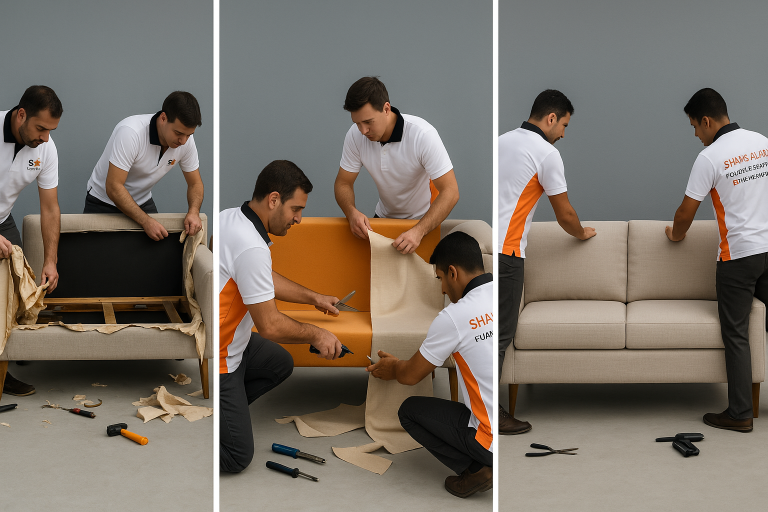 expert working progress of sofa reupholster